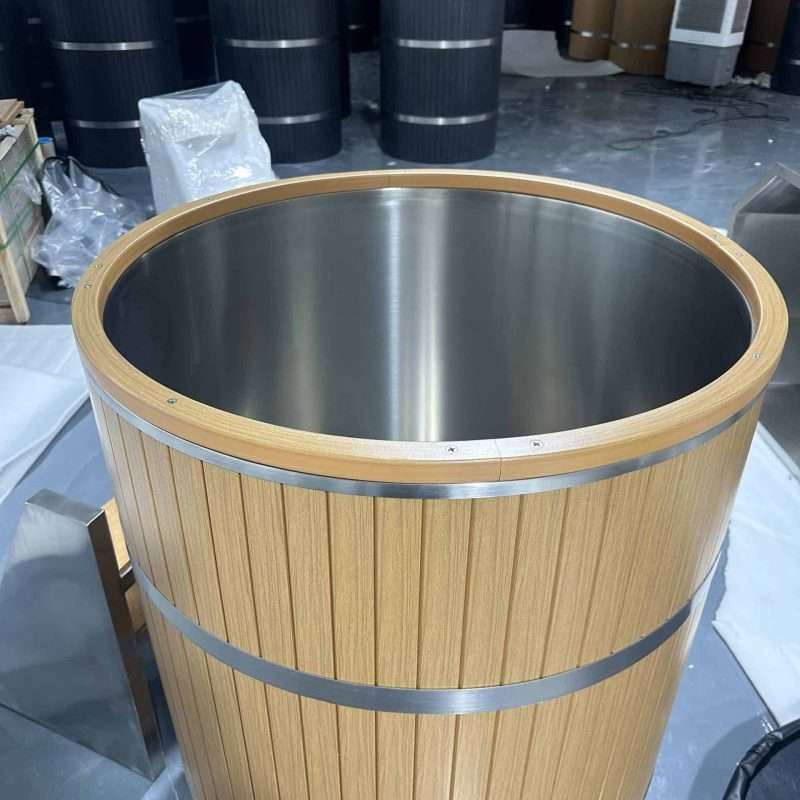 Luxury Cold Plunge Ice Bath Tub – Double-Wall Insulated | 304/316L Stainless Steel Inner | Weather-Resistant Composite Wood Exterior | For Home, Gym & Recovery