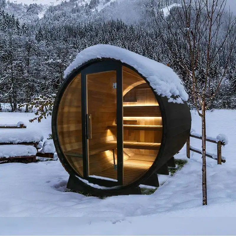 Himalaya IceTech premium outdoor commercial sauna room in snow