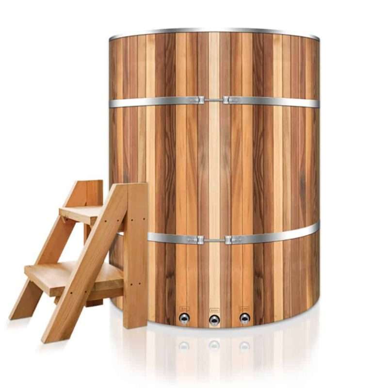 luxury Ice Bath Barrel | Red Cedar Exterior, Stainless Steel Interior | Fully Insulated Cold Plunge Tub with Seat