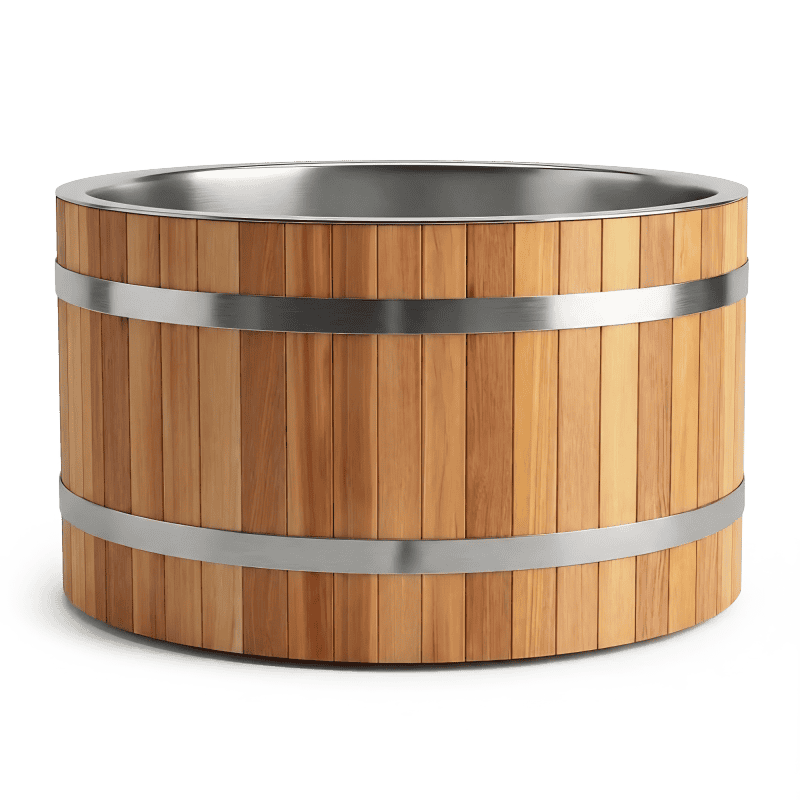 premium red cedar & 316l stainless steel hybrid ice tubs