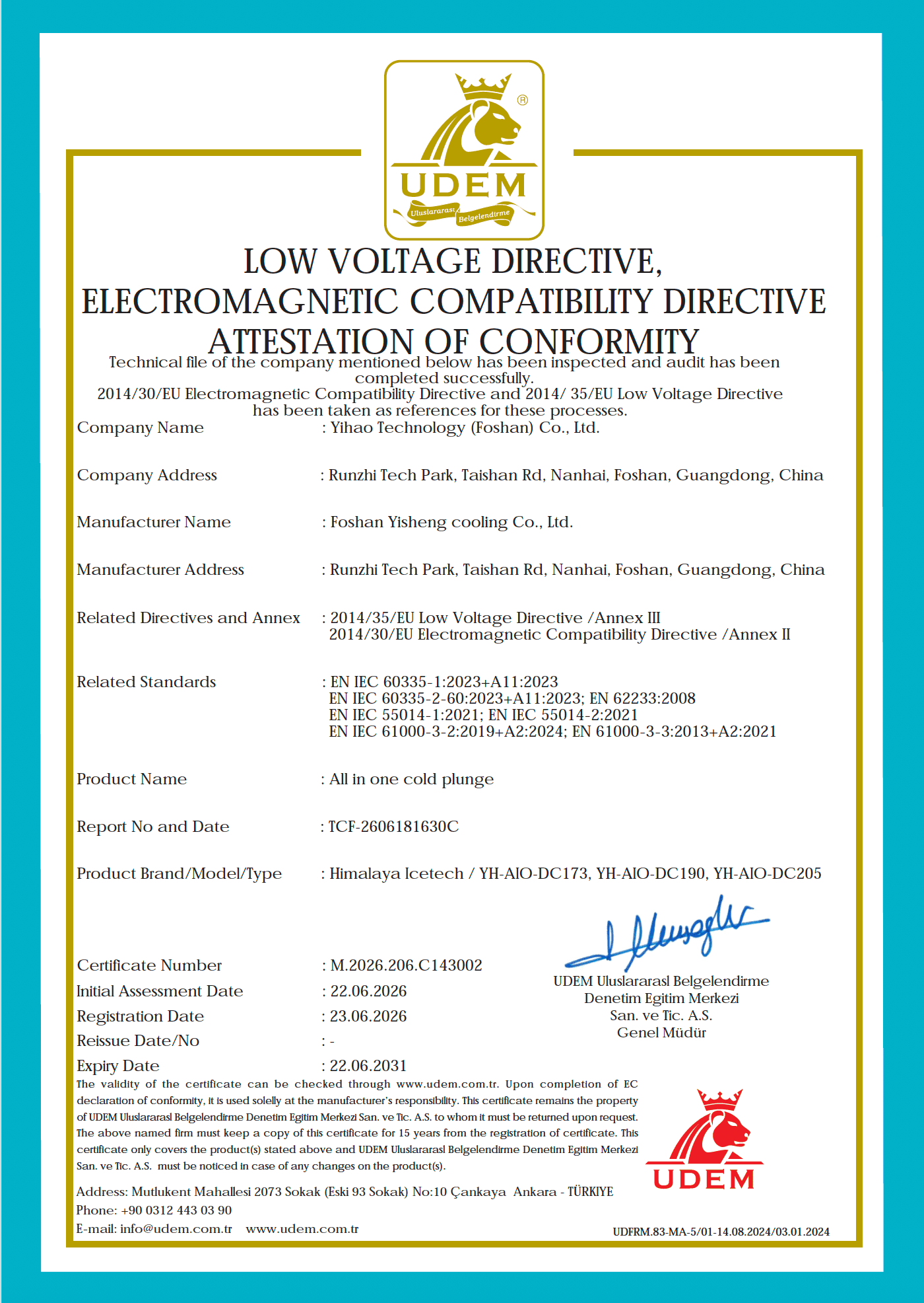CE-UDEM Full System Certification